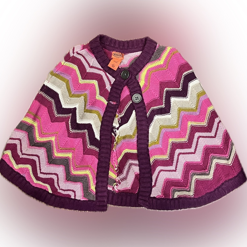 Kids Missoni knit ponch sweater L zig zag cape chevron